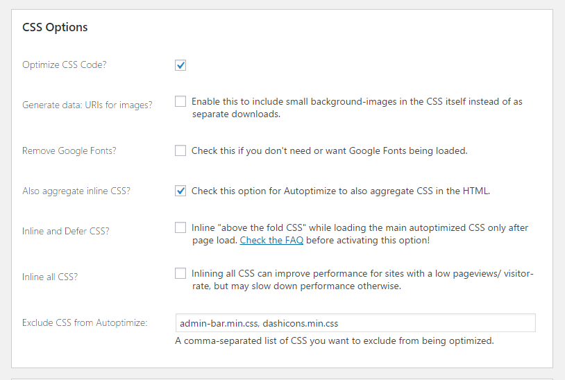 autoptimize optimize css code